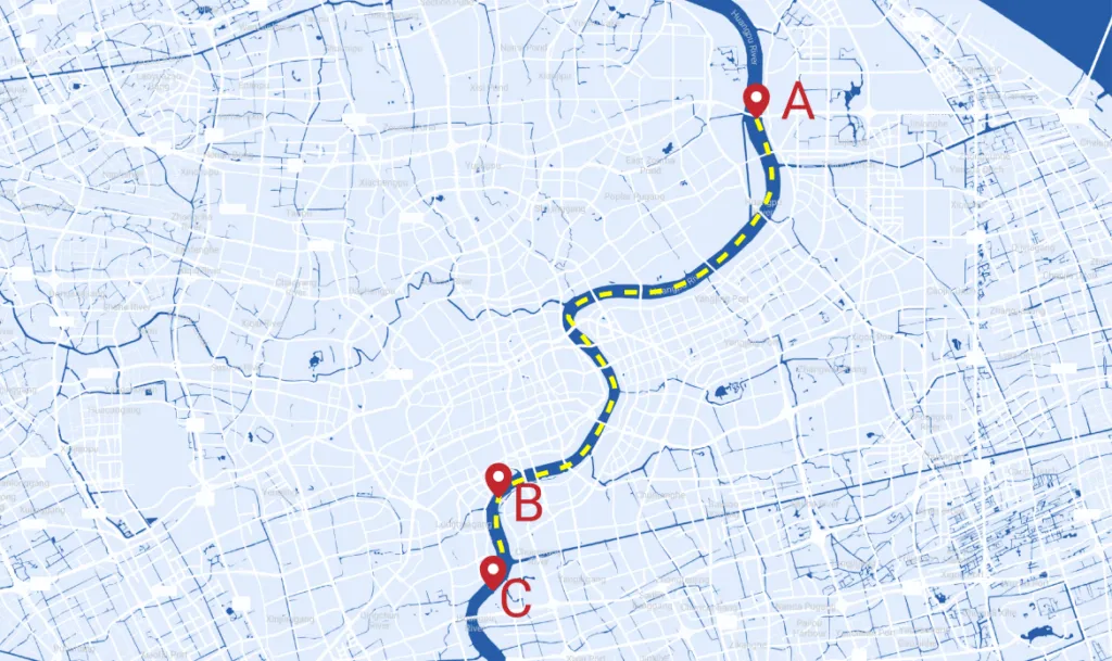 Navy系列电动船外机续航-V8哈希科技-黄浦江路径